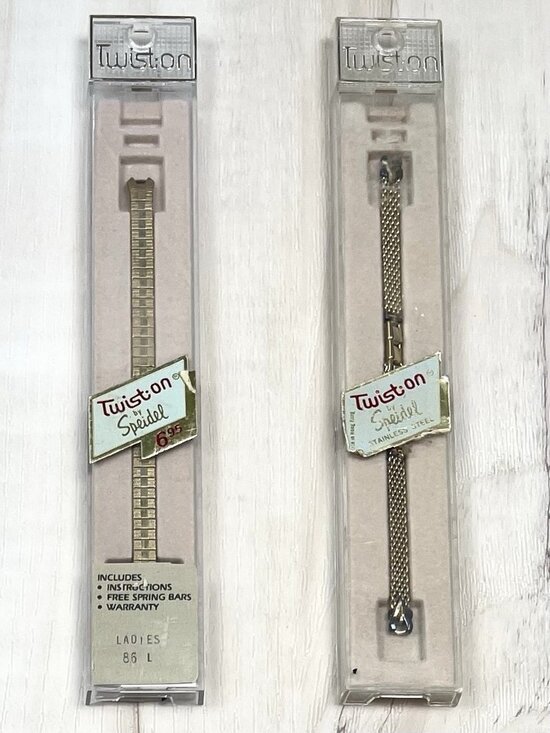 Speidel Jewelry - VTG Lot 2 Twist-on by SPEIDEL Ladies Stainless Steel 86 L Goldtone WATCH BANDS